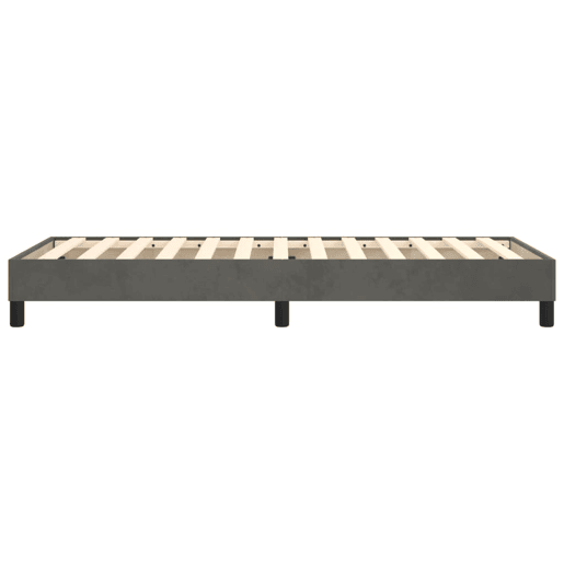 Estrutura de cama de solteiro para adultos com molas 90x200 cm veludo cinzento-escuro