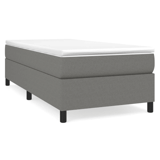 Estrutura de cama de solteiro para adultos com molas 90x200 cm tecido cinzento-escuro