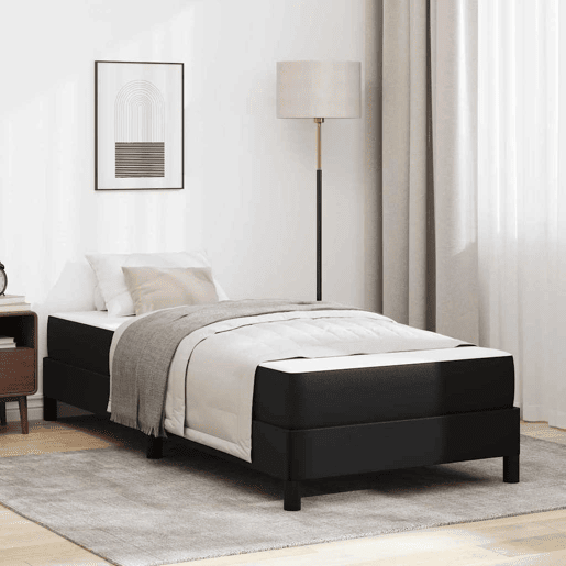 Estrutura de cama de solteiro para adultos com colchão - Preto 100 x 200 cm tecido