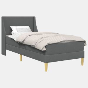 Estrutura de cama de solteiro para adultos com colchão - Cinza Escuro 100 x 200 cm tecido