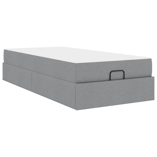 Estrutura de cama de solteiro box spring com colchão 2 pcs Cinzento-claro tecido