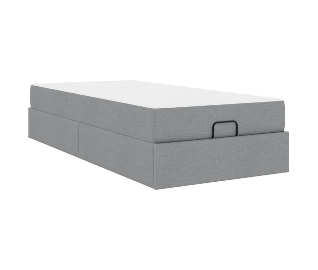 Estructura de cama individual para adultos con colchón 2 pcs gris claro tela