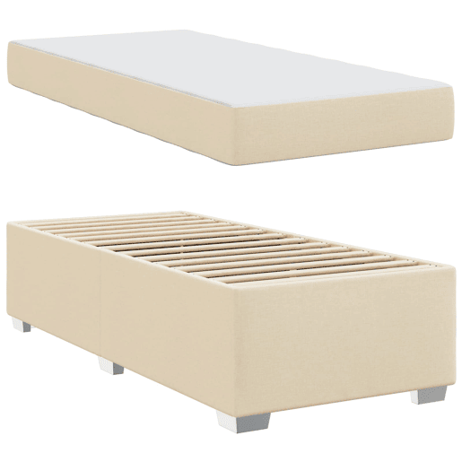 Estrutura de cama de solteiro para adultos com colchão Creme 90 x 190 cm tecido