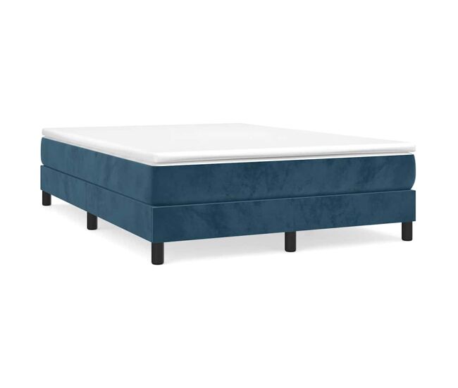 Estructura de cama doble matrimonial - con somier terciopelo azul oscuro 140x190cm