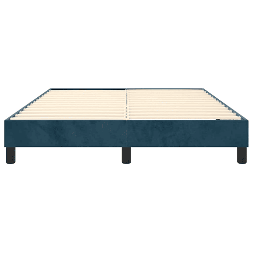Estrutura de Cama de casal moderno com molas 140x190 cm veludo azul-escuro