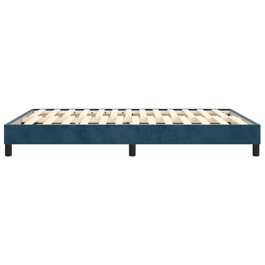 Estrutura de Cama de casal moderno com molas 140x190 cm veludo azul-escuro