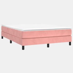 Estrutura de Cama de casal moderno com molas 140x190 cm veludo rosa