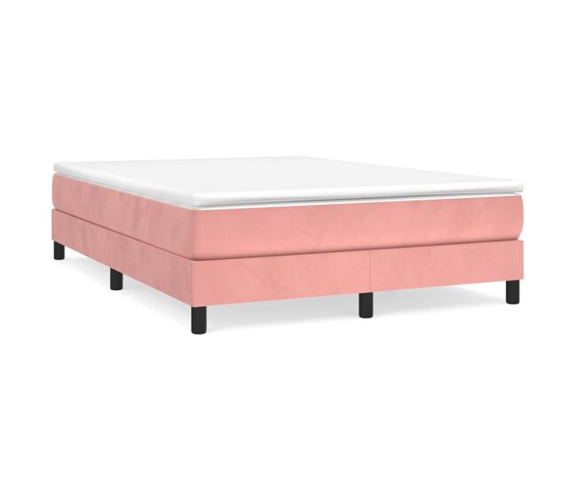 Estructura de cama doble matrimonial - con somier terciopelo rosa 140x190 cm