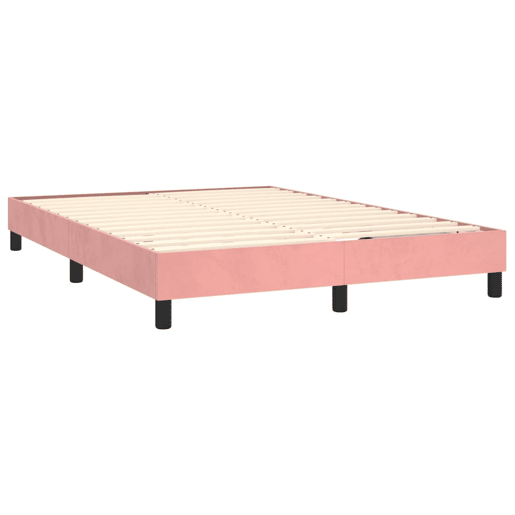 Estrutura de Cama de casal moderno com molas 140x190 cm veludo rosa