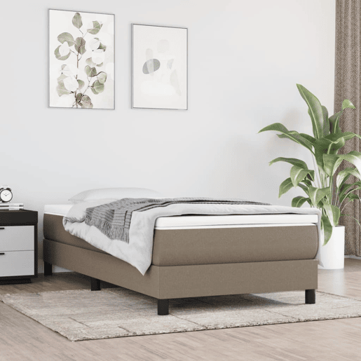Estrutura de cama de solteiro para adultos com molas 90x190 cm tecido cinzento