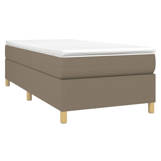Estrutura de cama de solteiro para adultos com molas 100x200 cm tecido cinza-acastanhado