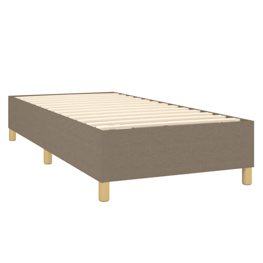 Estrutura de cama de solteiro para adultos com molas 100x200 cm tecido cinza-acastanhado