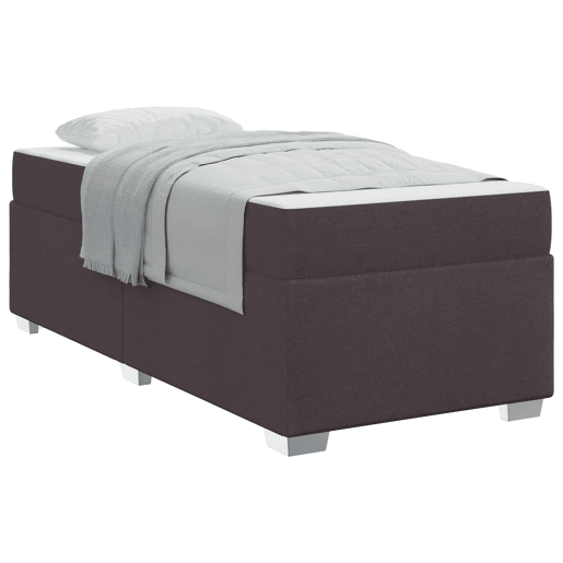 Estrutura de cama de solteiro para adultos com colchão - Marrom Escuro 100 x 200 cm tecido