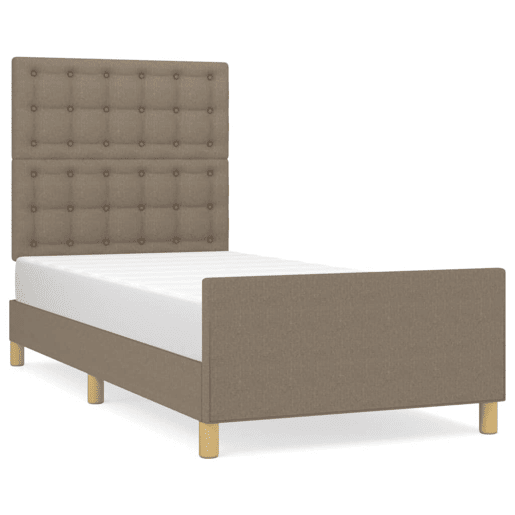 Estrutura de cama de solteiro Design cabeceira 80x200 cm tecido castanho-acinzentado
