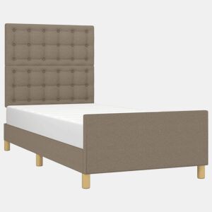 Estrutura de cama de solteiro Design cabeceira 80x200 cm tecido castanho-acinzentado