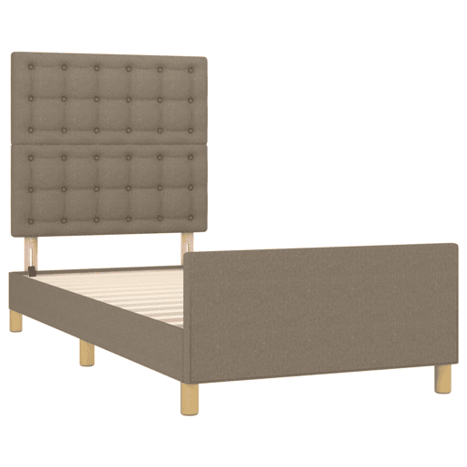 Estrutura de cama de solteiro Design cabeceira 80x200 cm tecido castanho-acinzentado