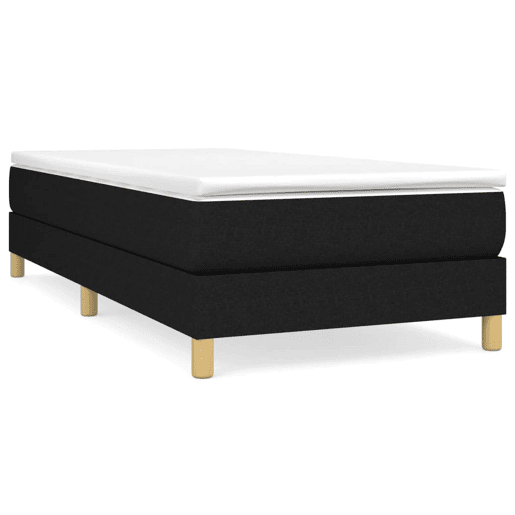 Estrutura de cama de solteiro para adultos com molas 90x200 cm tecido preto