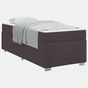 Estrutura de cama de solteiro para adultos com colchão Marrom Escuro 90 x 190 cm tecido