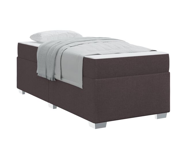 Estructura de cama individual para adultos con colchón marrón oscuro 90 x 190 cm tela