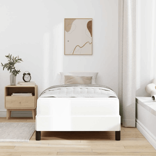 Estrutura de cama de solteiro para adultos com colchão Branco Puro 90 x 200 cm tecido
