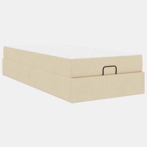 Estrutura de cama de solteiro para adultos com colchão com colchão 2 pcs Creme tecido