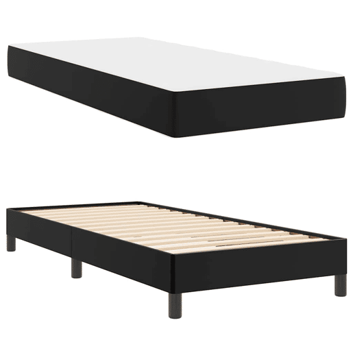 Estrutura de cama de solteiro para adultos com colchão Preto 80 x 200 cm tecido
