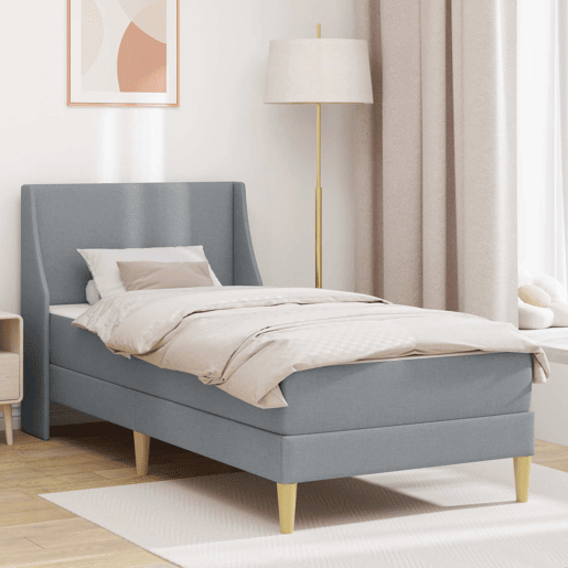 Estrutura de cama de solteiro para adultos com colchão - Liso Cinzento-claro 100 x 200 cm