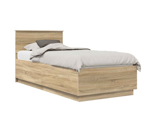 Estructura de cama simple para adultos con cabecera - Roble Sonoma 90 x 190 cm