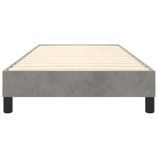 Estrutura de cama de solteiro para adultos com molas 90x200 cm veludo cinzento-claro