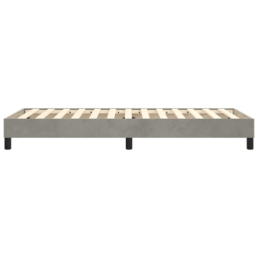 Estrutura de cama de solteiro para adultos com molas 90x200 cm veludo cinzento-claro