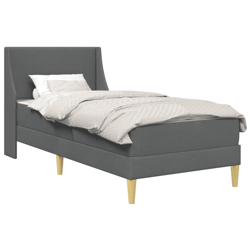 Estrutura de cama de solteiro para adultos com colchão Cinza Escuro 90 x 200 cm tecido