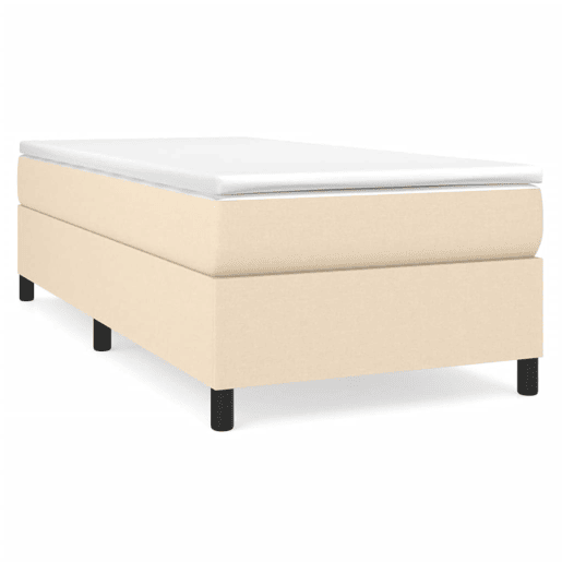 Estrutura de cama de solteiro para adultos com molas 90x190 cm tecido creme