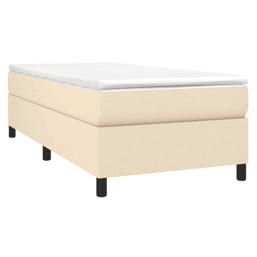 Estrutura de cama de solteiro para adultos com molas 90x190 cm tecido creme