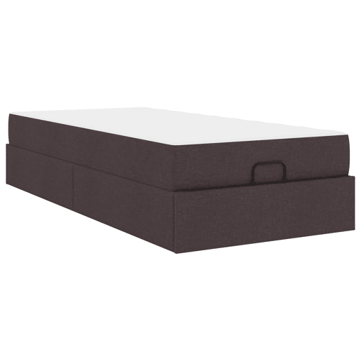 Estrutura de cama de solteiro para adultos com colchão 2 pcs Bronzeado tecido