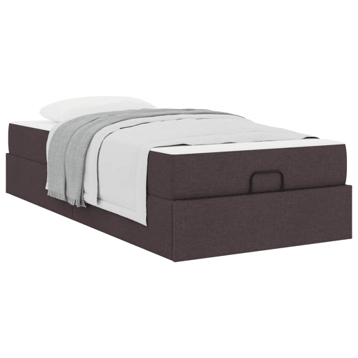 Estrutura de cama de solteiro para adultos com colchão 2 pcs Bronzeado tecido