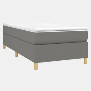 Estrutura de cama de solteiro para adultos com molas 90x200 cm tecido cinzento-escuro