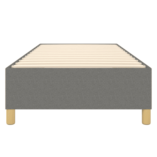 Estrutura de cama de solteiro para adultos com molas 90x200 cm tecido cinzento-escuro