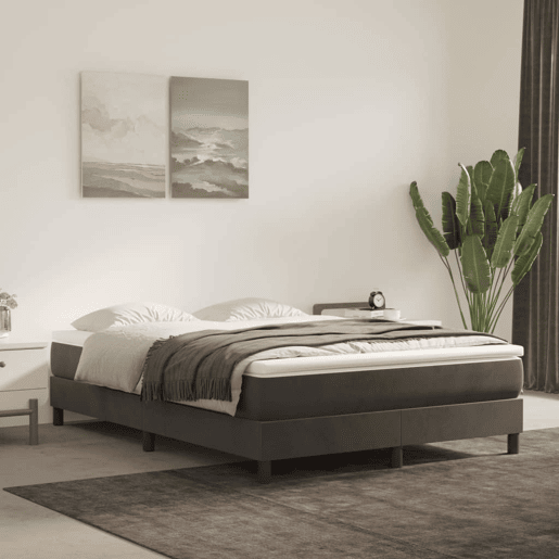 Estrutura de Cama de casal moderno com molas 140x190 cm veludo cinzento-escuro