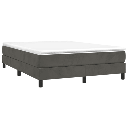Estrutura de Cama de casal moderno com molas 140x190 cm veludo cinzento-escuro
