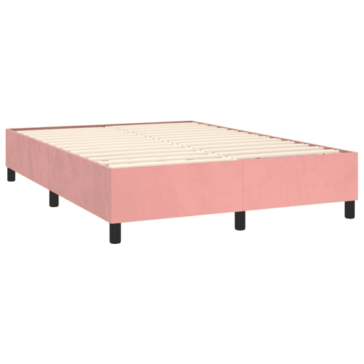 Estrutura de Cama de casal moderno com molas 140x190 cm veludo rosa