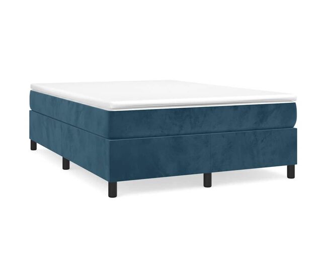Estructura de cama doble matrimonial - con somier terciopelo azul oscuro 140x190cm