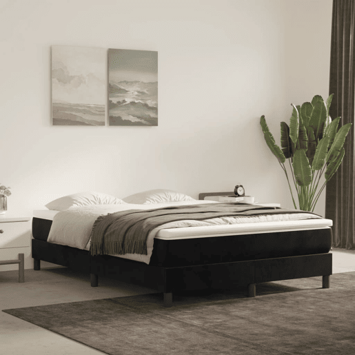 Estrutura de Cama de casal moderno com molas 140x190 cm veludo preto