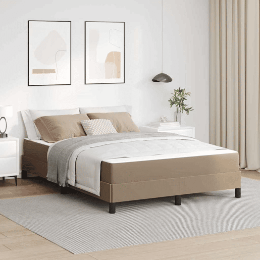 Estrutura da Cama de casal moderno com colchão - Cappuccino 140 x 190 cm tecido