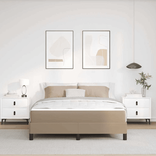 Estrutura da Cama de casal moderno com colchão - Cappuccino 140 x 190 cm tecido