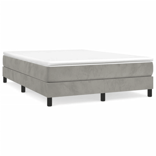 Estrutura de Cama de casal moderno com molas 140x190 cm veludo cinzento-claro