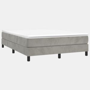 Estrutura de Cama de casal moderno com molas 140x190 cm veludo cinzento-claro