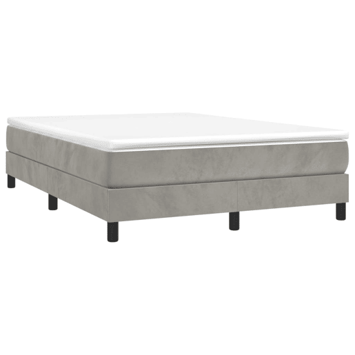 Estrutura de Cama de casal moderno com molas 140x190 cm veludo cinzento-claro