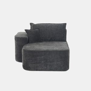 Chaise longue de 2 lugares - Sofá confortável e macio com almofadas e bolsos laterais - Preto
