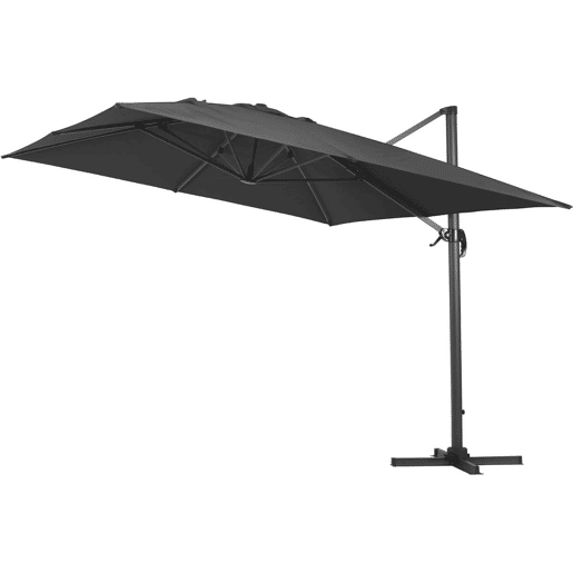 Guarda-sol de jardim offset em alumínio Sun 4 - Retângulo - 3 x 4 m + Capa protetora - Preto