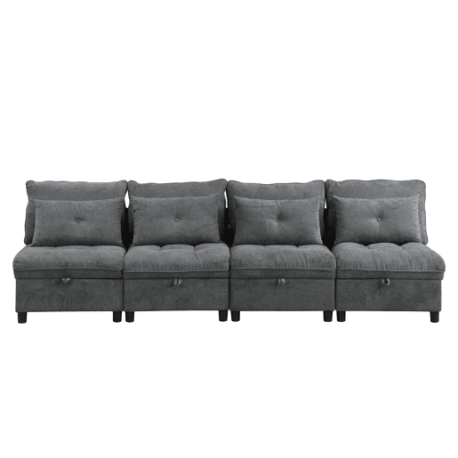 Sofá modular de 4 lugares - assentos com arrumação e função cama - Antique Gray